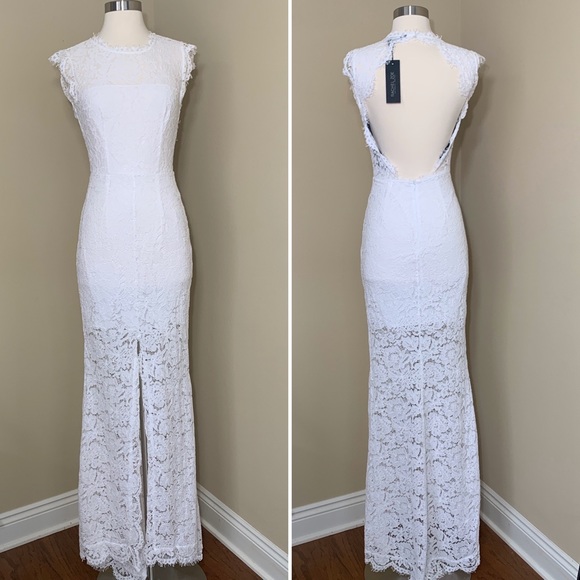 Rachel Zoe Estelle White Lace Dress Maxi Open Back - Picture 2 of 7